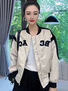 美式棒球服外套，女短款宽松立领小个子，韩版上衣2024春秋夹克衫
