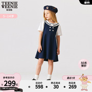 TeenieWeenie Kids小熊童装女童24年夏款复古海军风短袖连衣裙