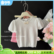 女童短袖t恤夏季女宝宝泡泡袖针织时髦甜美韩系tutu裙上衣搭配