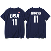 美国梦之队德罗赞汤普森韦德纯棉短袖T恤男女同款潮流青年领球衣