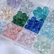 10mm透明琉璃珠冰透圆珠，玻璃散珠子diy手工，制作手持串珠项链材料