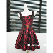 红色性感抹胸吊带连衣裙女夏季短裙富家千金气质时尚炸街礼服裙子