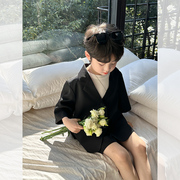 虾酱麻麻男童西装套装夏季2024宝宝洋气，韩范薄款儿童短袖外套
