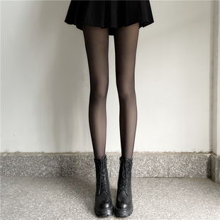 黑丝袜秋冬季一体加绒连裤袜女黑色光腿神器性感假透肉加厚打底裤