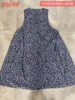 18505复古蓝印花布全棉牛仔连衣裙宽松显瘦单排扣侧边系带马甲裙