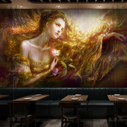 复古油画人物酒店壁纸酒吧ktv包房墙布3D立体背景墙欧式壁画