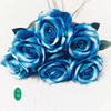 蓝色妖姬玫瑰单头朵客厅装饰假仿真绢花卉，绒布手感只摆放桌面婚纱