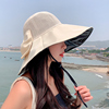 渔夫帽子女夏天黑胶防紫外线遮阳帽透气防晒檐大沿帽沙滩帽太阳帽