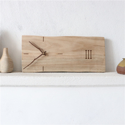 复古简约长方形实木挂钟原木切割自然边艺术时钟个性极简家居装饰