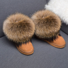 冬季牛皮毛一体短筒狐狸毛雪地靴女低筒加绒加厚保暖平底防滑棉鞋