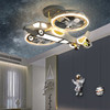 儿童房创意飞机风扇灯 北欧现代男孩房间吸顶灯卡通简约卧室灯具