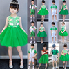 六一小女孩儿童装草绿色连衣，裙子夏秋蓬蓬纱公主，六一演出走秀礼服