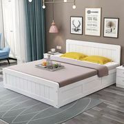 .实木床1m1.2m1.5米，双人床主卧1.8l简易卧室气压高箱床收纳床