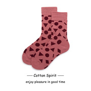 袜子女潮日系几何图案拼接中筒袜欧美街头长袜厚个性原宿波点棉袜