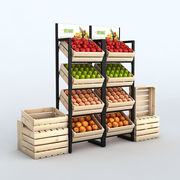 超市水果架多层实木果蔬架，红酒厨房陈列架，生鲜超市便利店展示货架