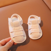 夏季新生婴儿凉鞋包头0-3-6-12月婴幼儿学步鞋软底宝宝布鞋子夏款