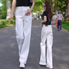 白色软直筒牛仔裤女夏季薄款2024年高腰窄版小个子阔腿女裤夏
