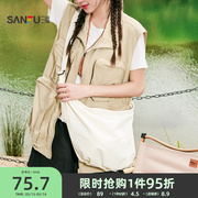 三福斜挎包夏季学院运动风轻巧大容量饺子包帆布女包500140