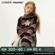 mamc套头镂空星星条纹毛衣，秋冬季2023慵懒宽松时尚短款针织衫