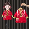 女童拜年服2023秋冬新年衣服儿童马甲套装红色宝宝中国风唐装