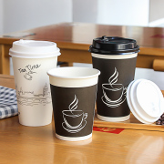咖啡杯一次性奶茶杯子带盖豆浆，纸杯外卖打包热饮，杯纸杯子商用定制