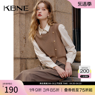 针织衫女假两件衬衫内搭上衣kbne2024春季今年流行的漂亮小衫