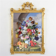 106古典花卉油画纯手工，手绘欧美式别墅，玄关画壁炉挂画玄关复古画