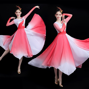 现代舞蹈演出服广场舞女春夏跳舞的衣服合唱服装中国风古典飘逸