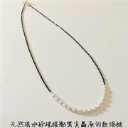 天然淡水珍珠搭配黑尖晶原创款项链效果好看女款珍珠颈链项链饰品