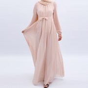 女装雪纺长裙夏阿拉伯纯色，大码连衣裙muslimdresseidwomen