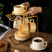 咖啡杯套装北欧ins创意简约下午茶，咖啡杯碟哑光水杯家用陶瓷杯子