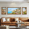 美式客厅装饰画沙发背景墙，三联画大气挂画复古油画，欧式壁画高级感