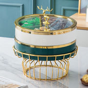 达沃多层陶瓷糖果盒北欧轻奢家用客厅茶几干果盘分格带盖创意零食