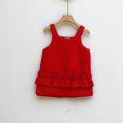 S-An系列105-140秋装 品牌童装折扣/女童加厚吊带连衣裙48932红