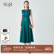 SUSSI/古色春季商场同款墨绿色时尚无袖连衣裙11AV1061740