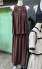 十三行夏季韩系慵懒风宽松无袖麻料背心上衣半身长裙两件套装女