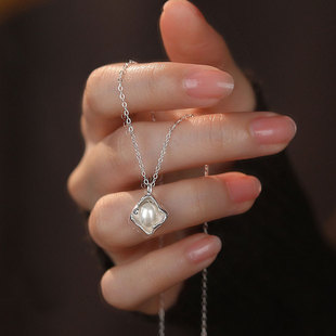 925纯银天然珍珠项链女ins风轻奢小众，设计感百搭锁骨链送女友礼物