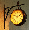 欧式美式复古怀旧双面挂钟老式钟表酒吧餐厅创意装饰品摆件墙饰