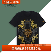 B.M.SABARATI  夏季男金色图案丝光棉龙头刺绣时尚短袖T恤20