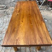 老榆木桌子实木板复古茶桌，茶台长条餐桌，家用原木桌面吧台长桌