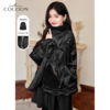 MISSCOCOON黑色短款羽绒服女2022冬季宽松时尚宽松拼接外套