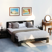 新中式做旧全实木床1.5米1.8简约榆木双人婚床经济型家具工厂