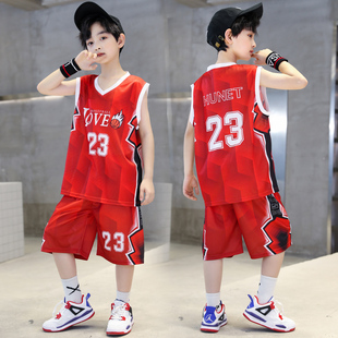 中大童运动球衣23号速干套装无袖夏背心比赛训练服乔丹儿童篮球服