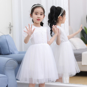 2023女童连衣裙夏装蓬蓬，纱裙白色泡泡袖，仙女裙子小女孩公主裙