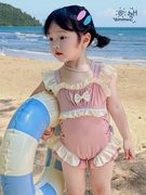 女童泳衣女孩6岁儿童速干比基尼连体泳装宝宝游泳衣3岁洋气小公主
