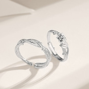 荆棘玫瑰情侣戒指一对925银，复古做旧小众，设计对戒ins开口指环礼物