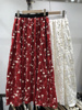 韩国东大门春夏复古小众伞裙设计感红色刺绣，立体花朵a字半身长裙