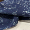 意大利进口细斜纹深蓝色枝桠碎花，印花编织细腻扎实亚麻设计师布料