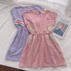 98-152英单bd女童夏季纯棉，彩虹花朵贴布连衣裙，公主裙儿童裙子