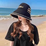 防晒帽女夏季黑胶大檐太阳帽，遮脸防紫外线遮阳帽可折叠空顶渔夫帽